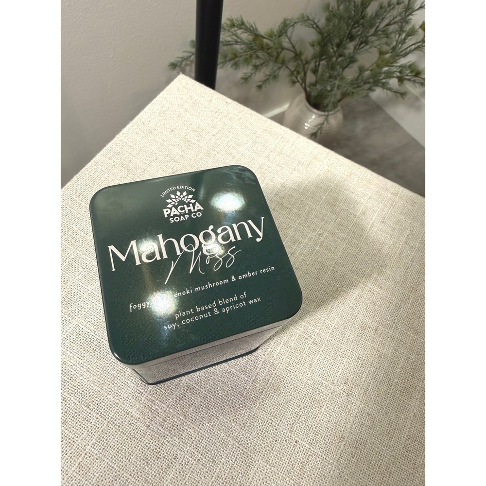 Pacha Soap Co Mahogany Moss Limited Edition tin 8oz Soy Coconut Wax granola girl